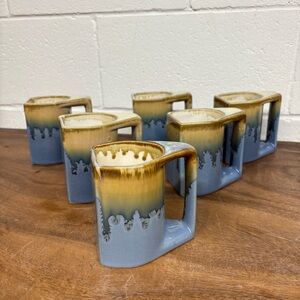Vintage Padilla Mugs Set of Six, Signed Stacking Ceramic Mugs